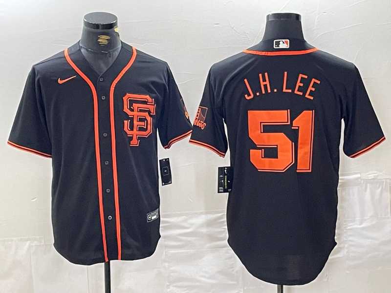 Mens San Francisco Giants #51 Jung Hoo Lee Black With SF Stitched Cool Base Nike Jersey->san francisco giants->MLB Jersey